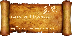 Zimmerer Nikoletta névjegykártya